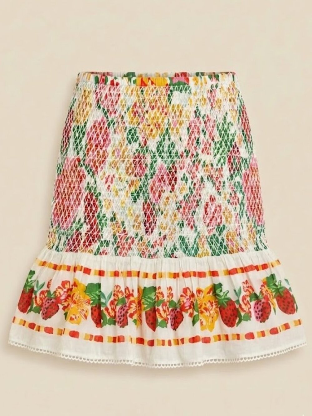 FARM Rio Off-White Flowerful Sketch Mini Skirt Small NWT
